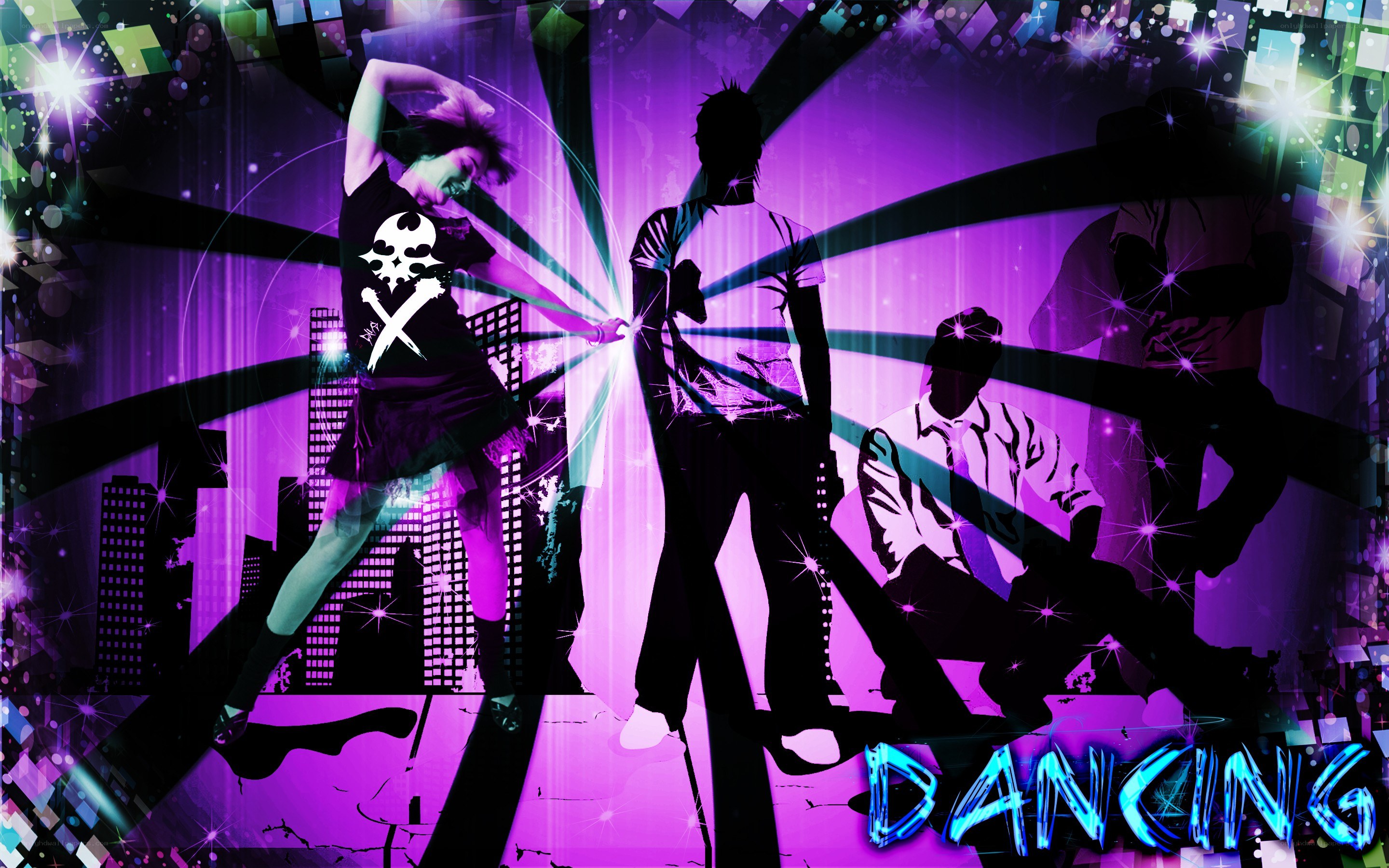vibrant dancing silhouettes