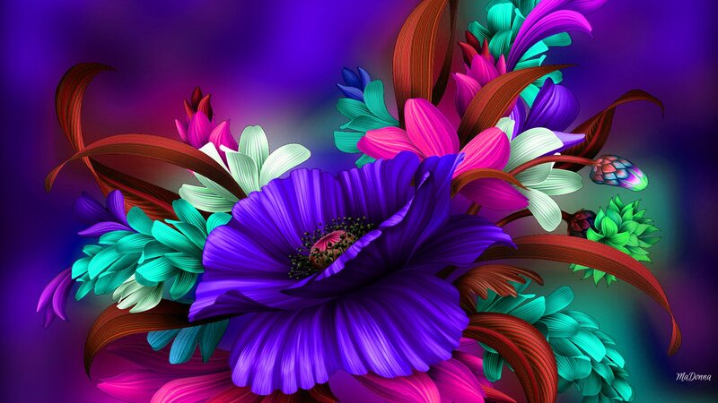 Vibrant Digital Flower Bouquet
