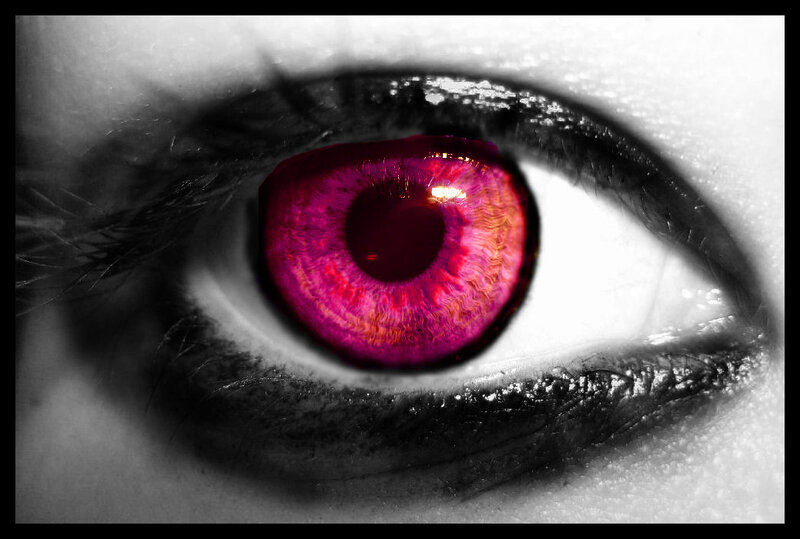 vibrant eye with red iris