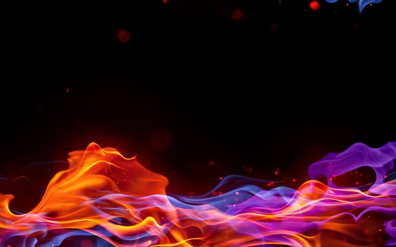 vibrant flames on black