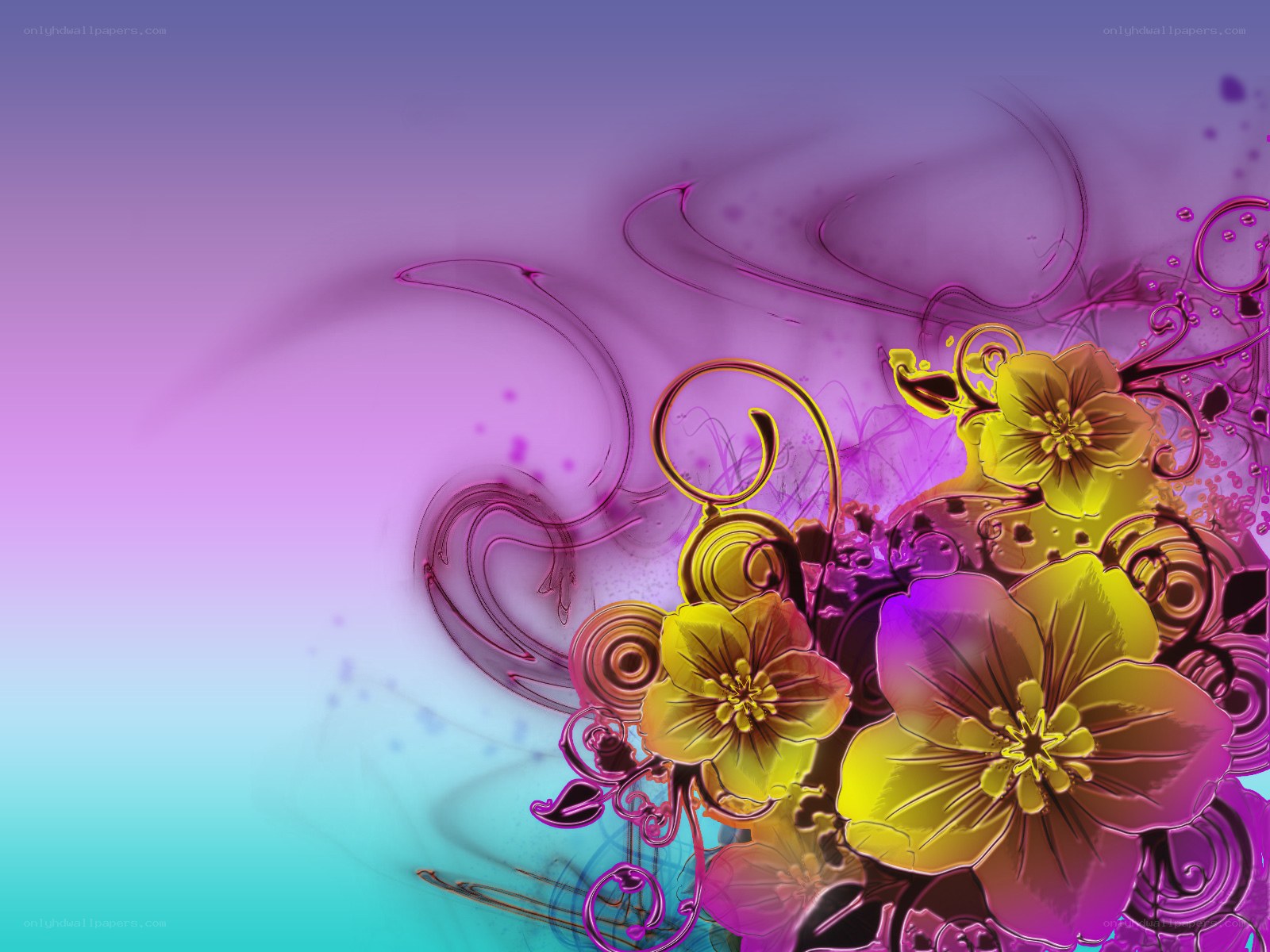 vibrant floral abstract art