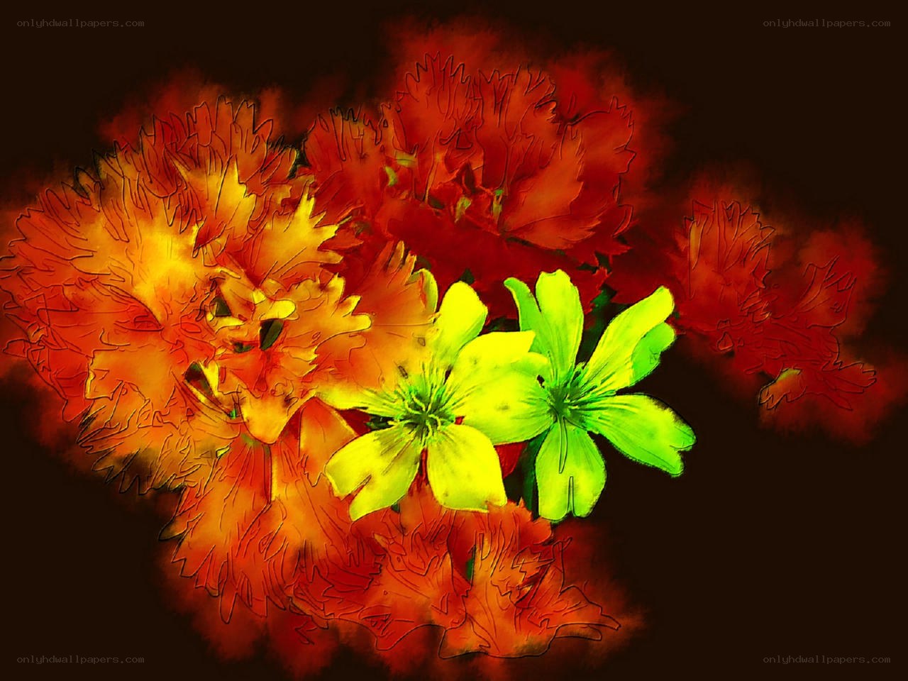vibrant floral abstract art