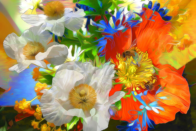 Vibrant floral abstract art