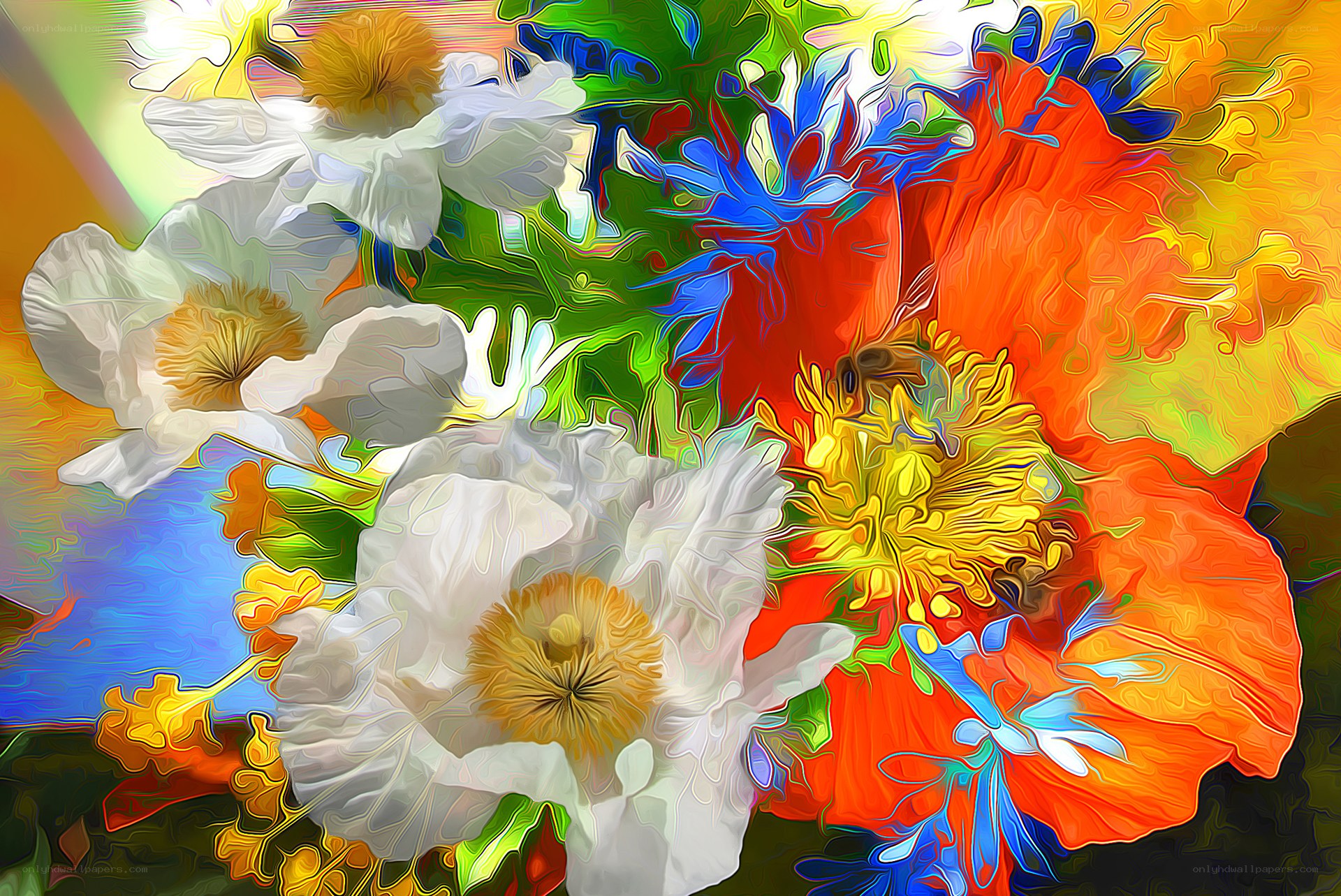 Vibrant floral abstract art