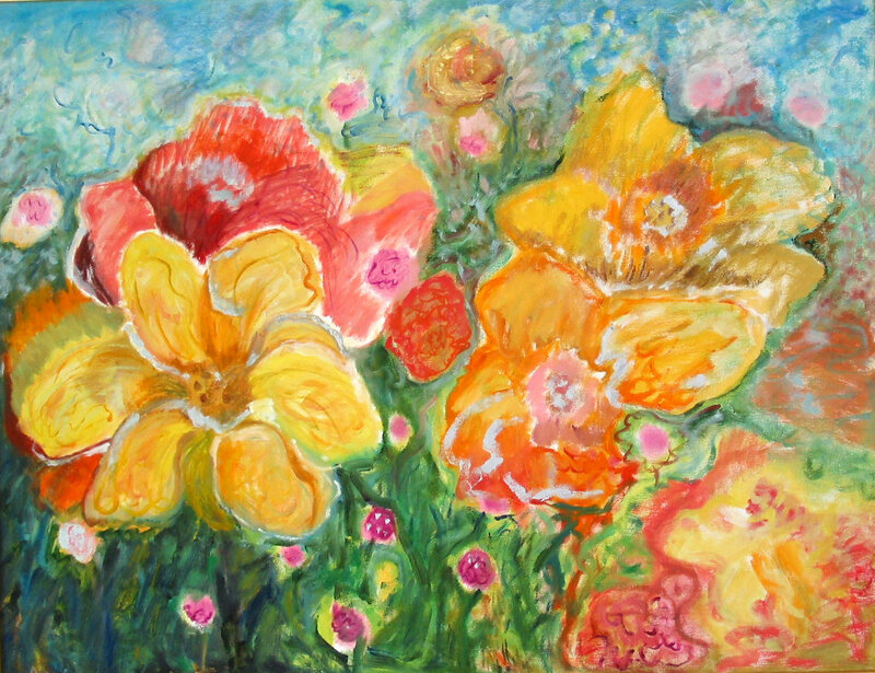 Vibrant floral abstract painting