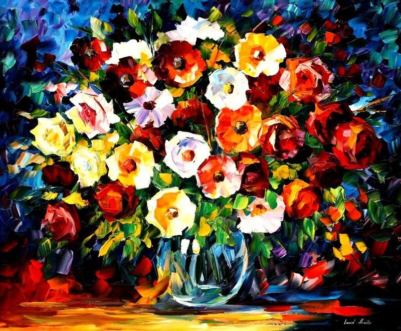 Vibrant floral bouquet painting