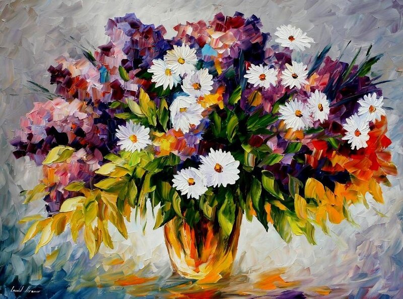 Vibrant floral bouquet painting