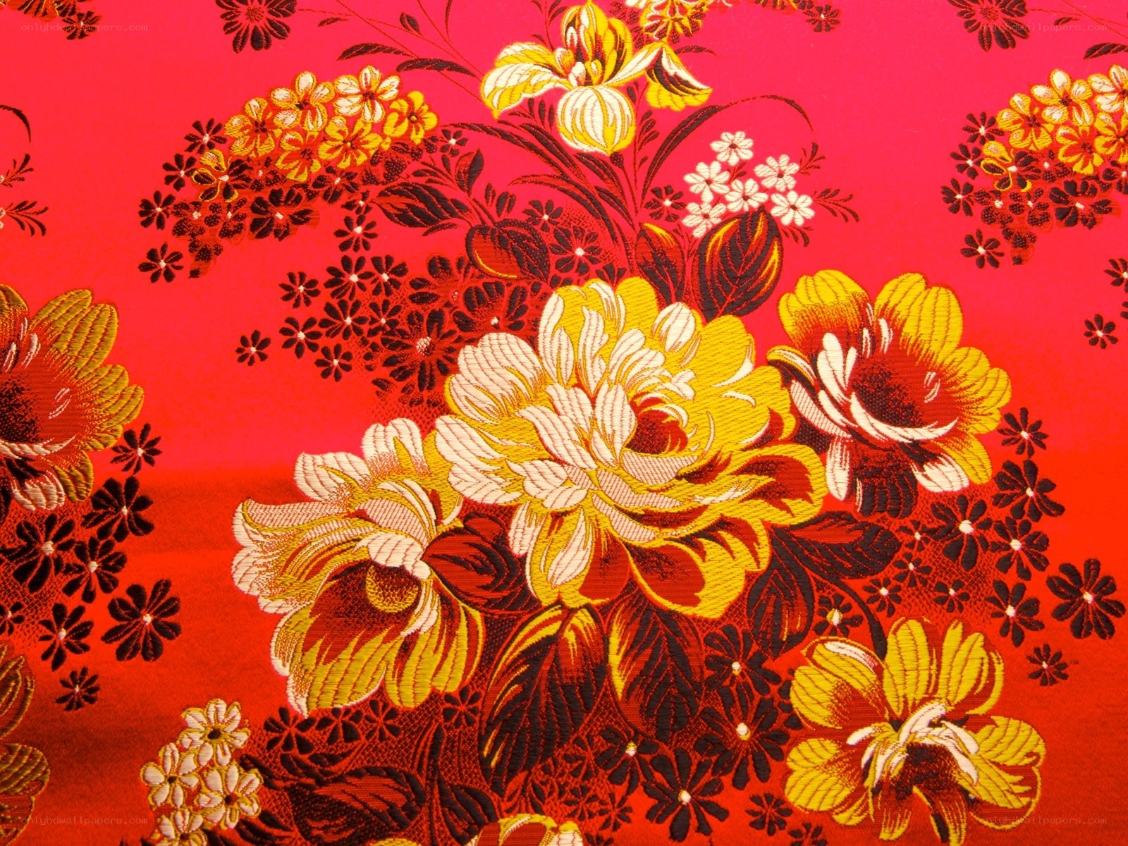 vibrant floral brocade fabric