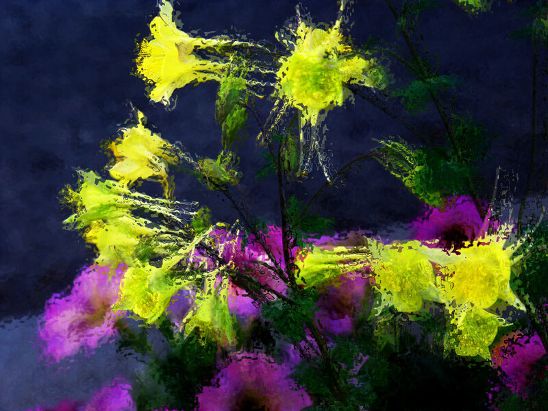 vibrant flowers in digital art
