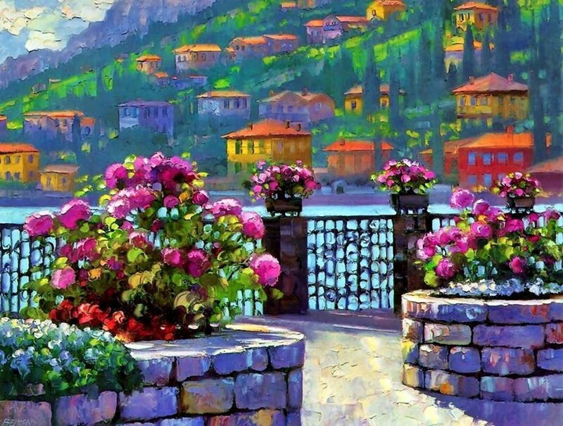 Vibrant Flowers on Balcony