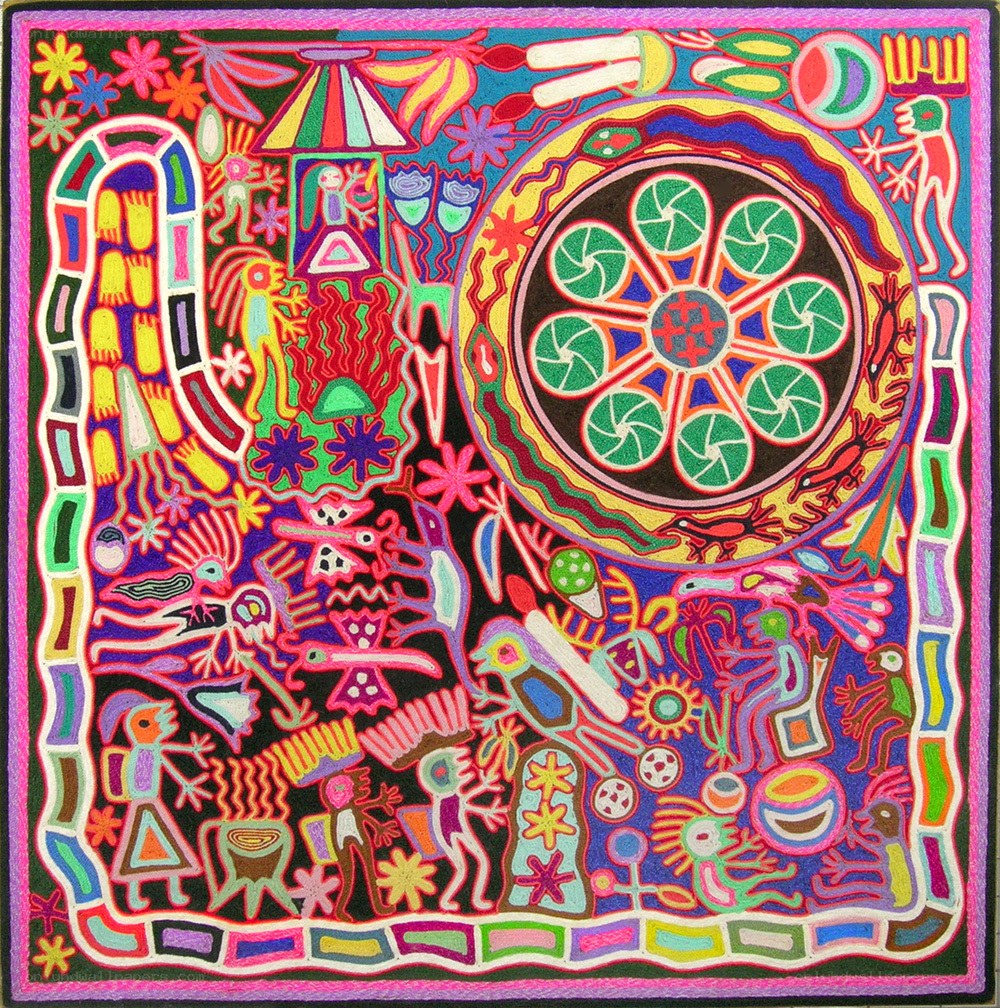 vibrant folk art tapestry