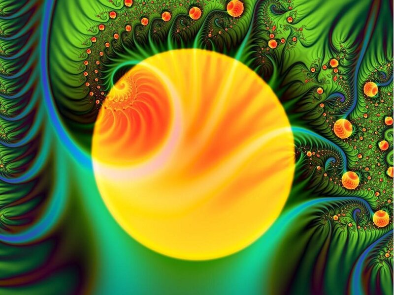 vibrant fractal art with central sun