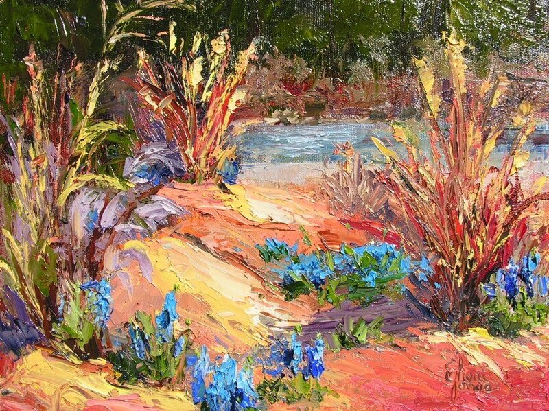 Vibrant garden path painting