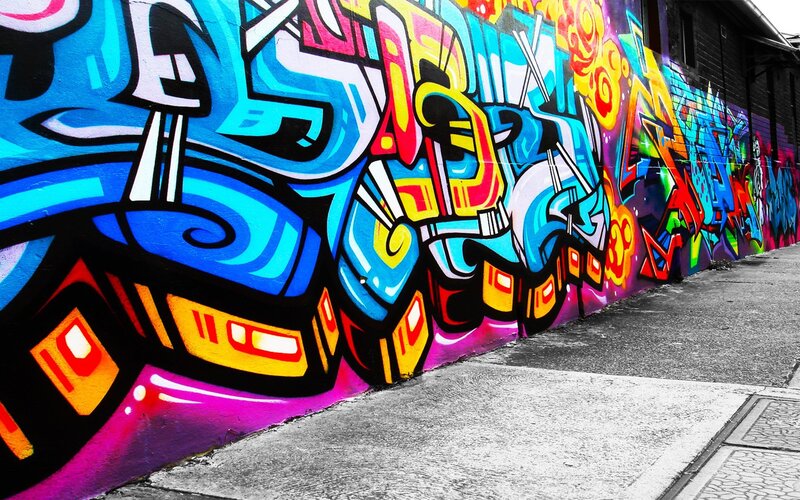 vibrant graffiti alleyway