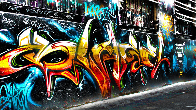 vibrant graffiti art on urban wall