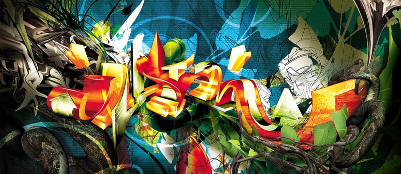 vibrant graffiti art with snake