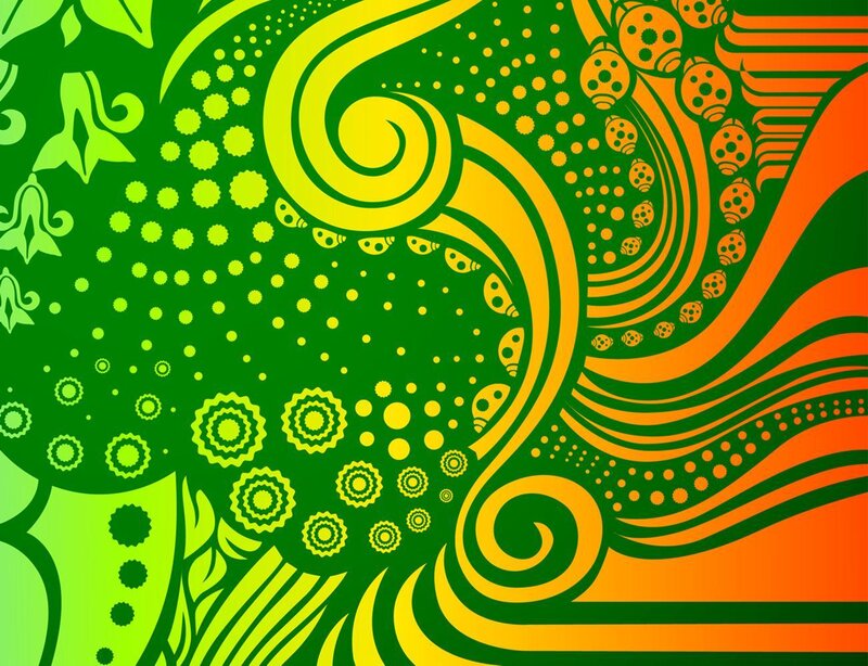 vibrant green and orange abstract pattern
