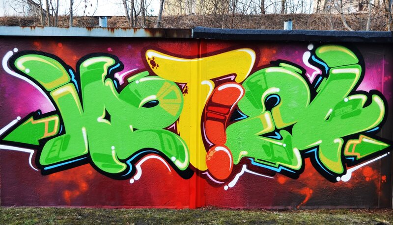 vibrant green and yellow graffiti art