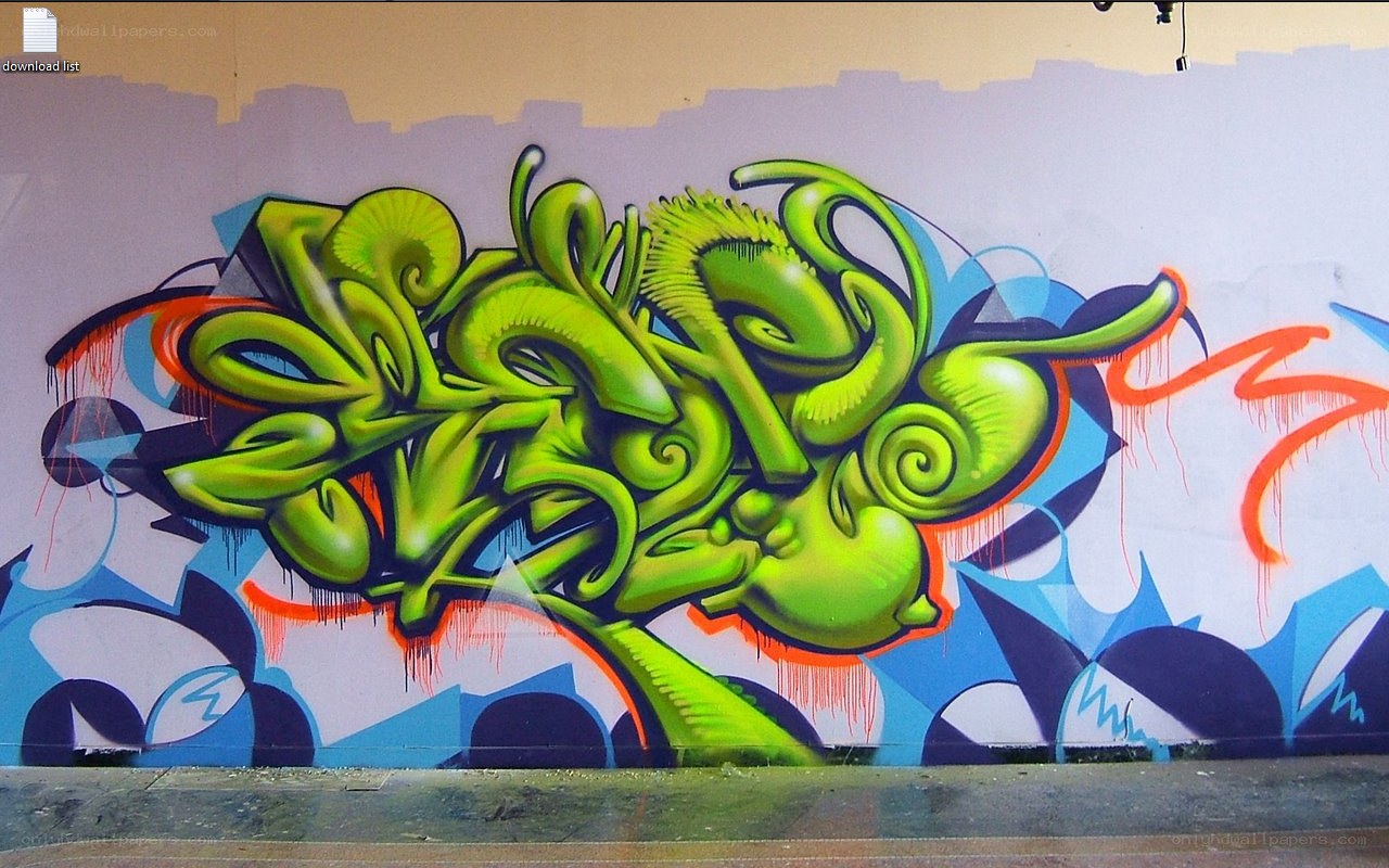 vibrant green graffiti art