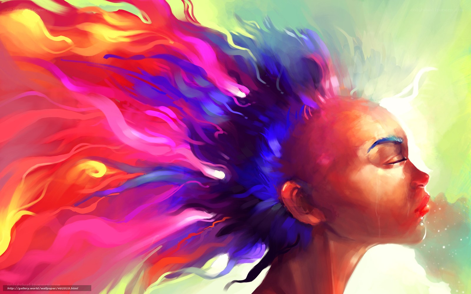 vibrant hair art portrait