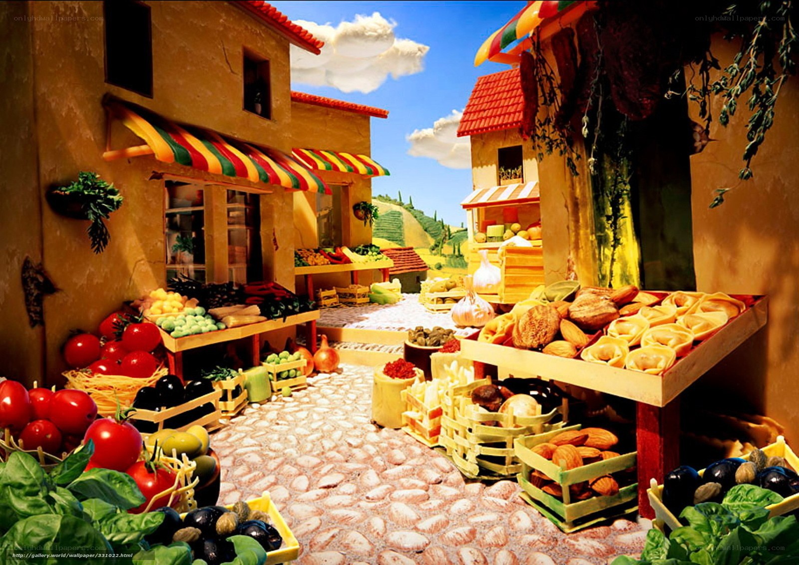 Vibrant Italian market scene