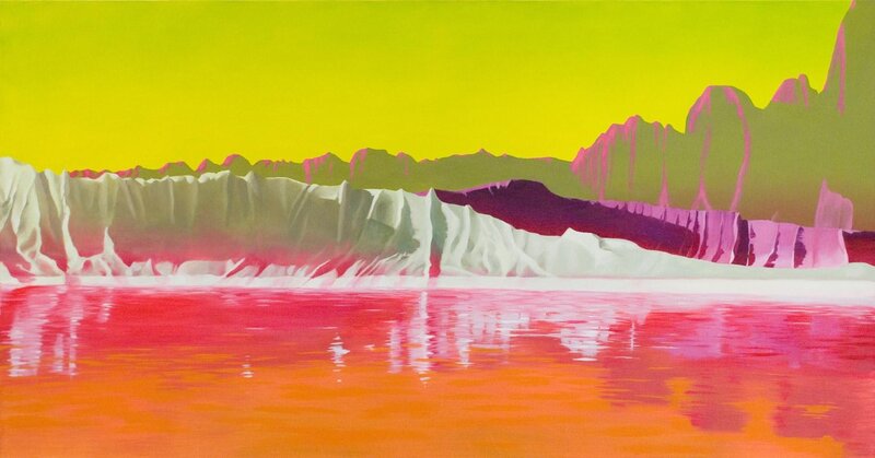Vibrant landscape with pink and yellow hues
