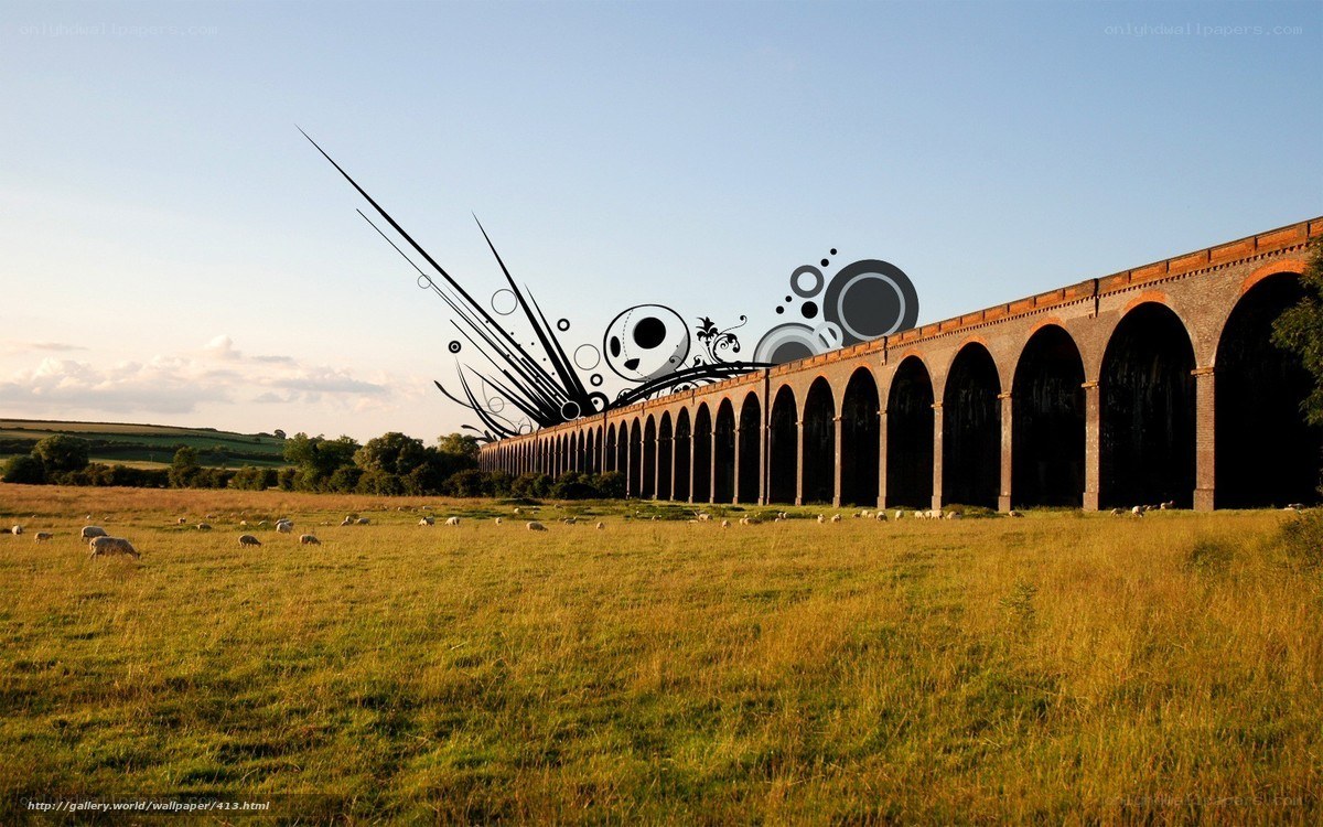 Vibrant landscape with viaduct