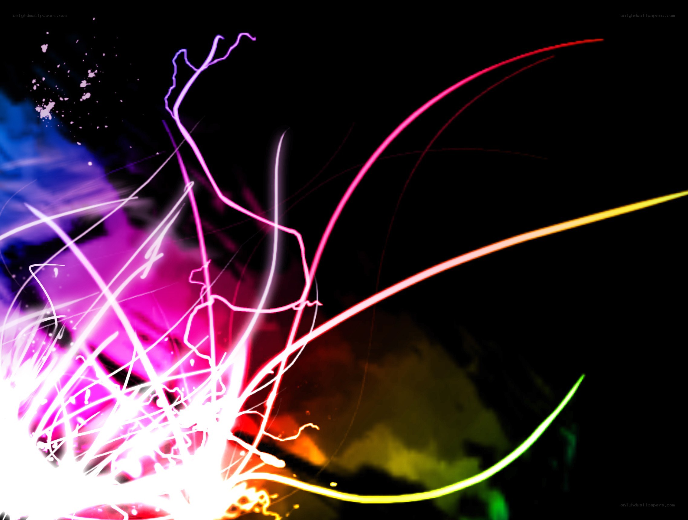 vibrant light streaks on black