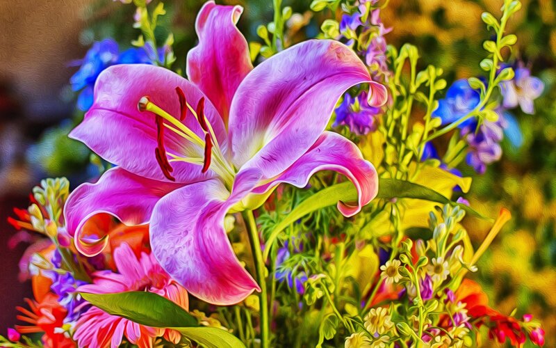vibrant lily in floral arrangement