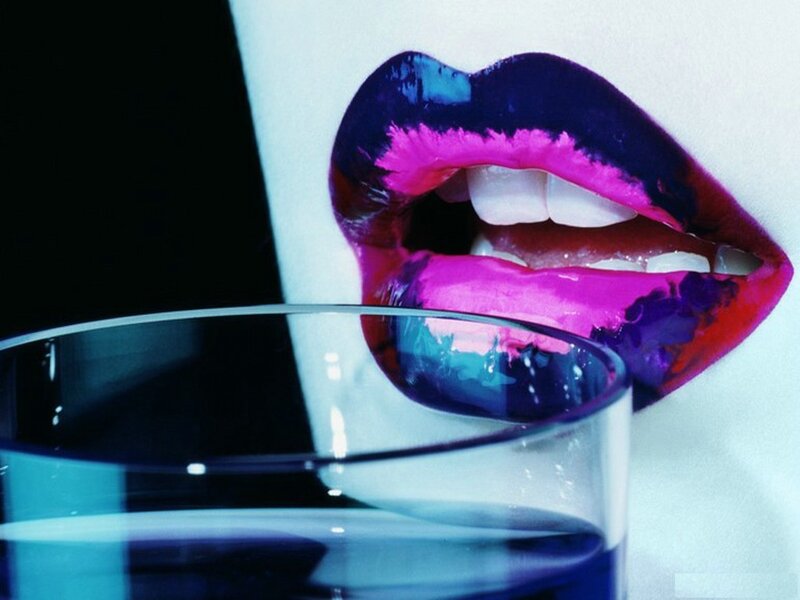 vibrant lips drinking water