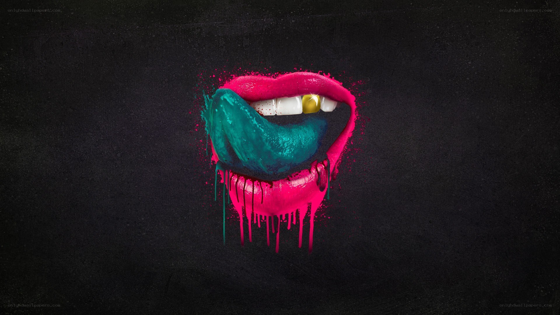 vibrant lips with painted tongue