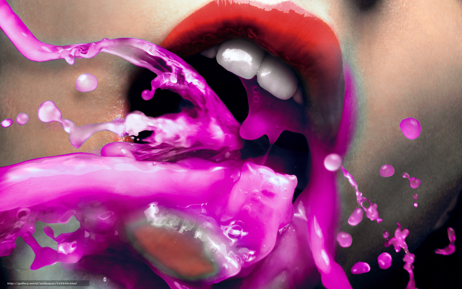 vibrant liquid splashing from mouth