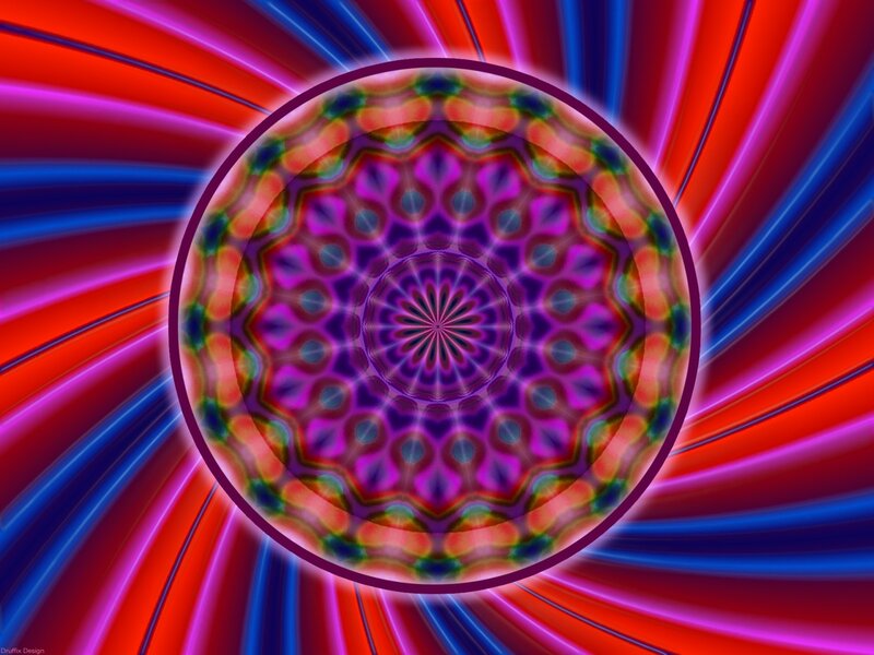 vibrant mandala with neon swirls