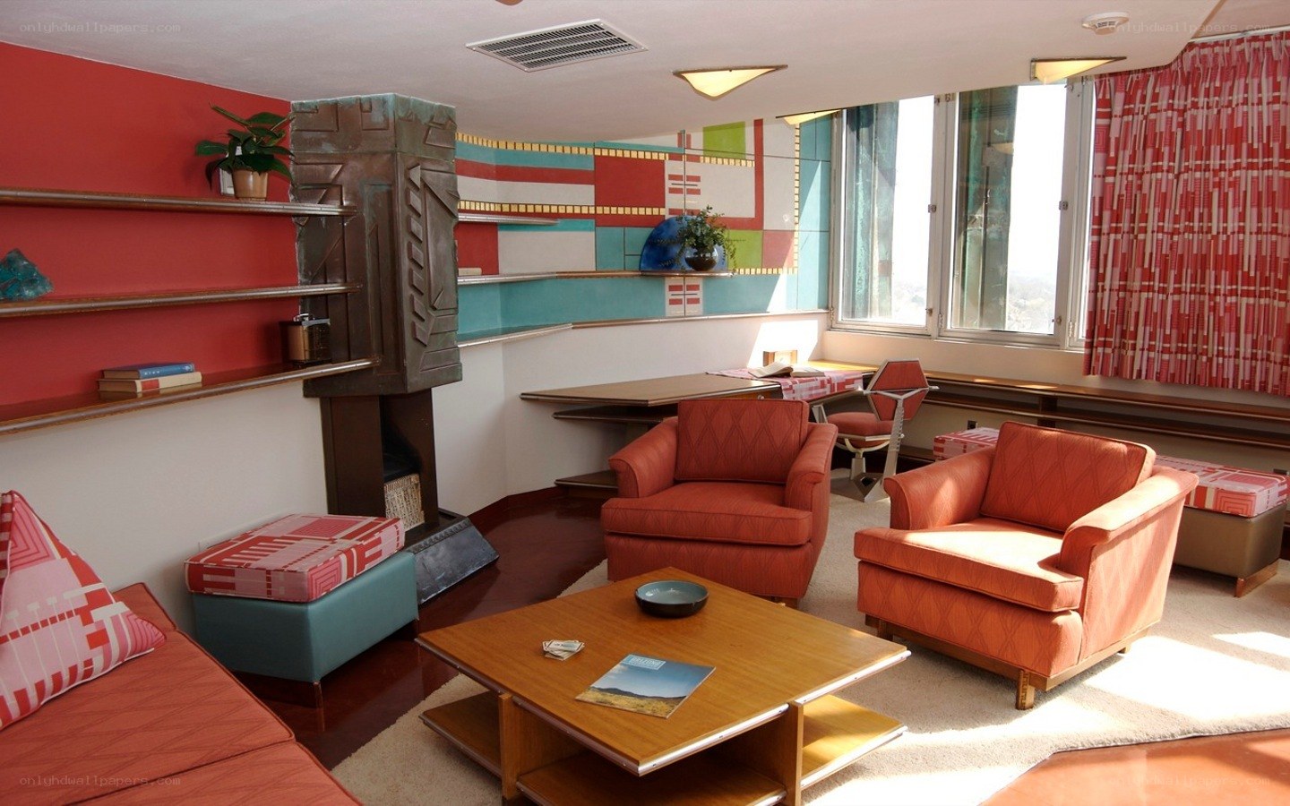 vibrant mid-century living room