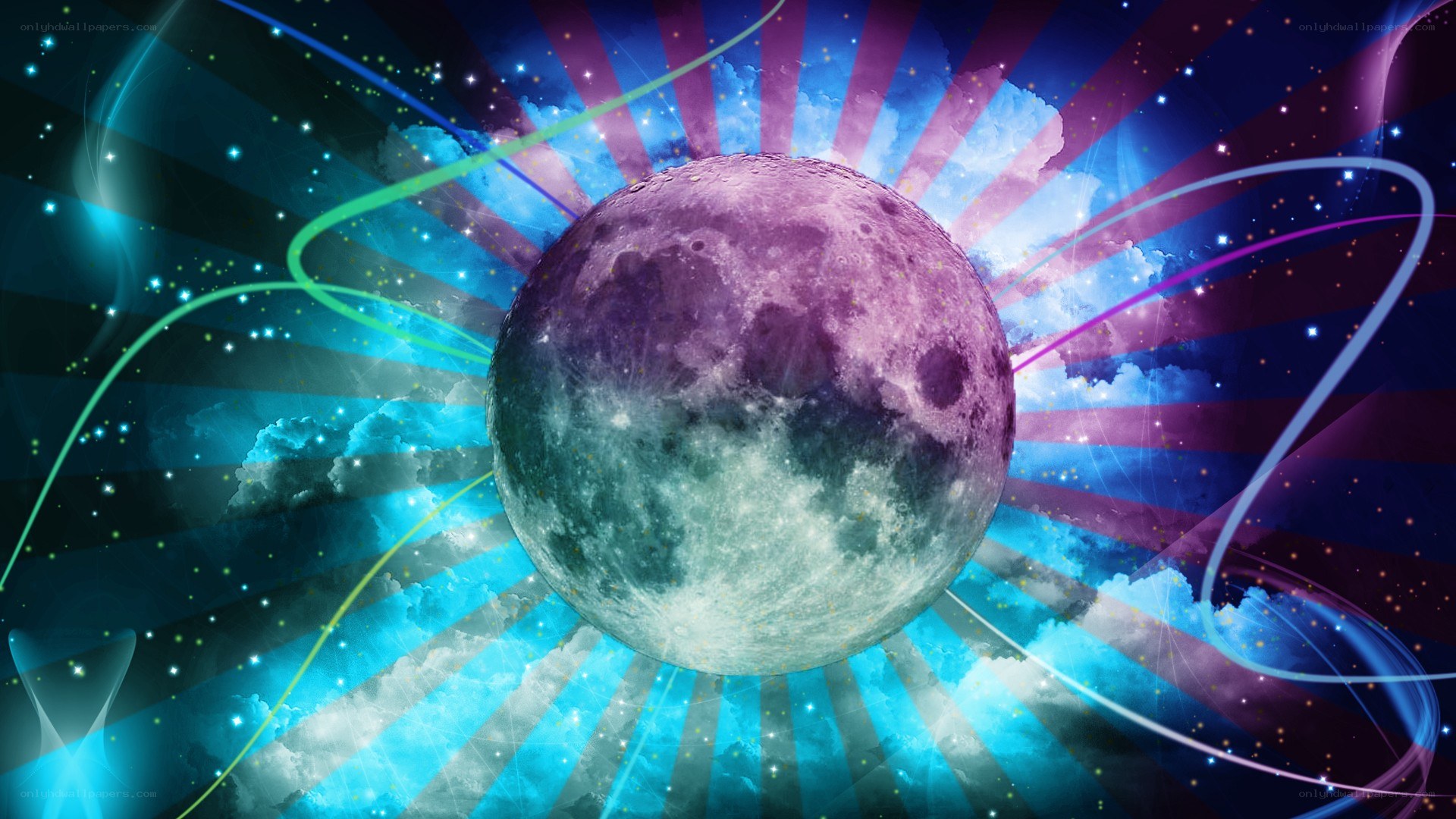vibrant moon in cosmic space