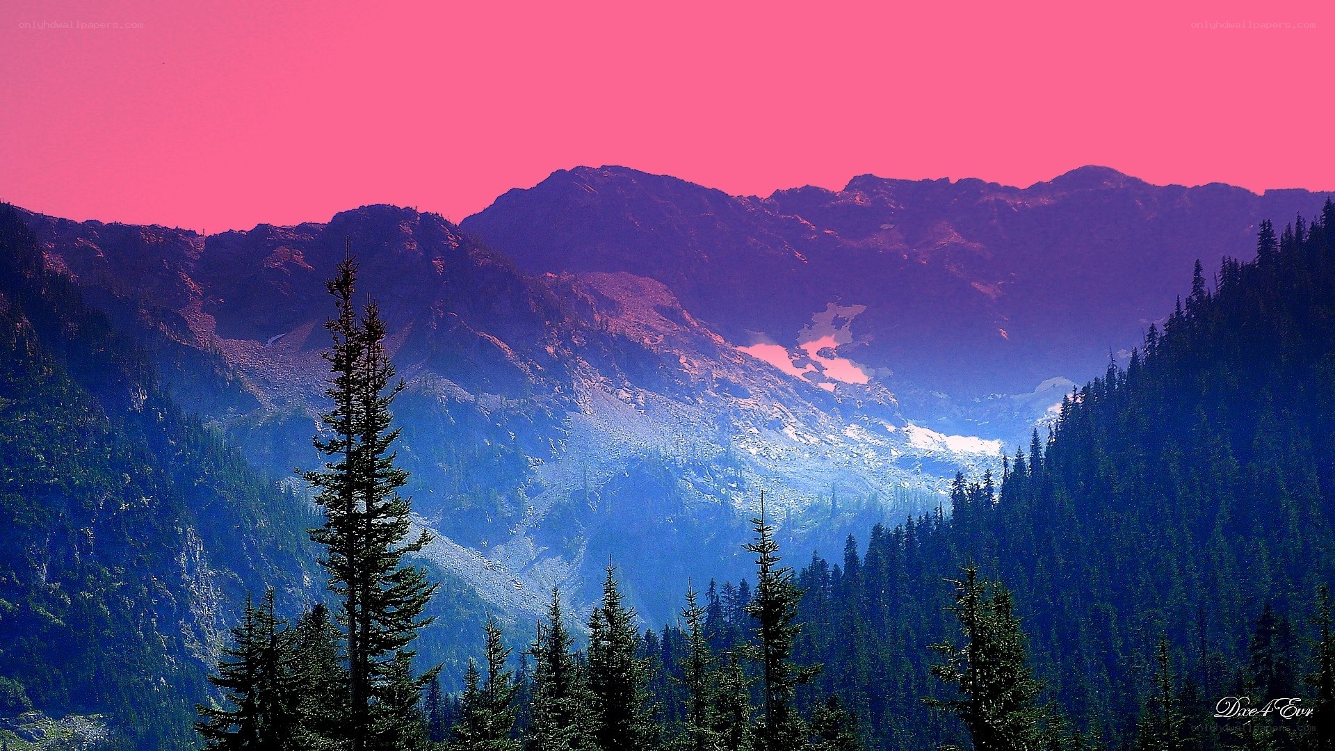 vibrant mountain sunset