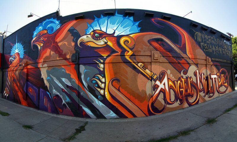 vibrant mural of phoenix birds