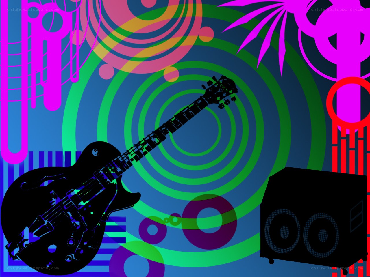 vibrant music art with guitar