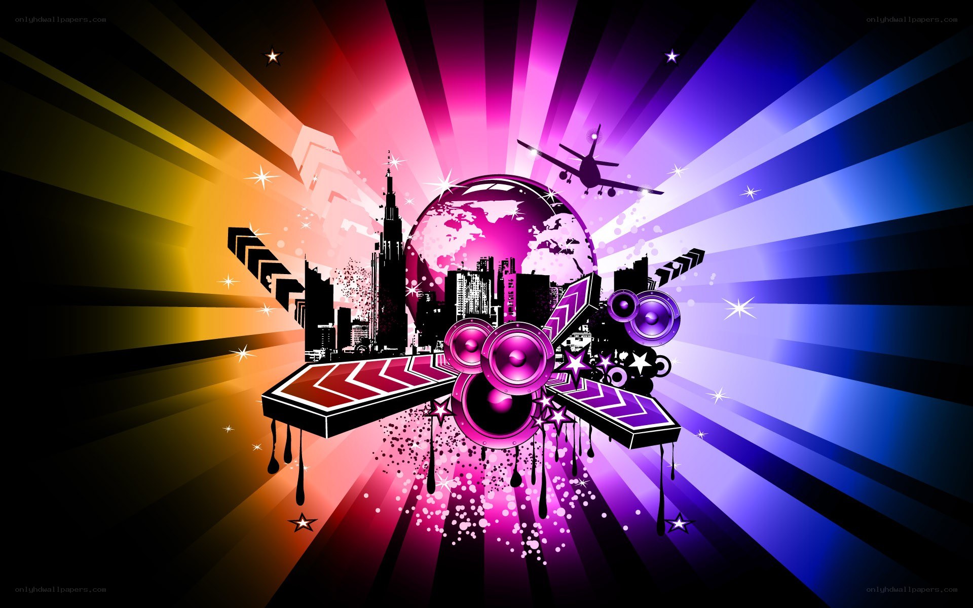 vibrant music cityscape
