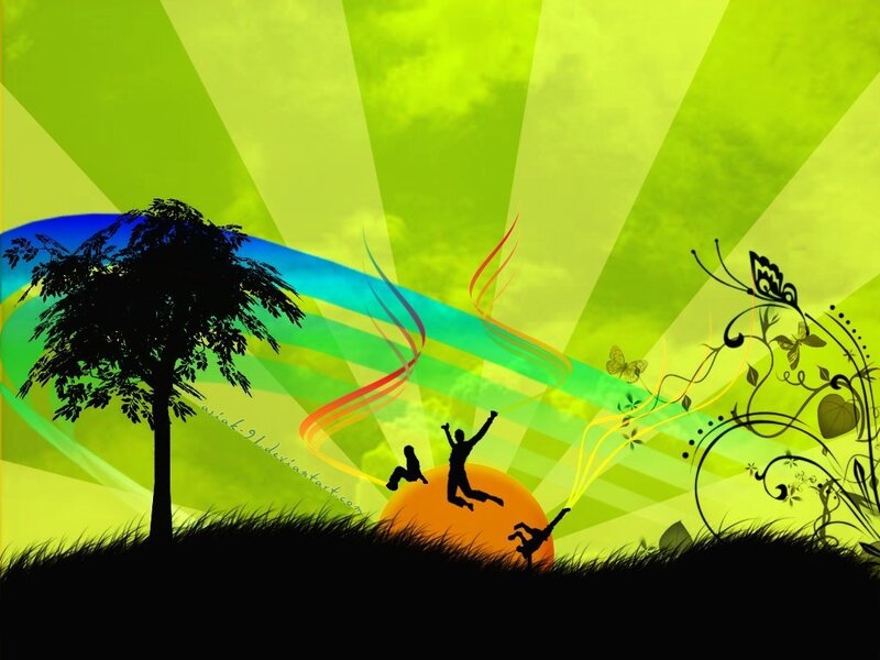 Vibrant nature silhouettes