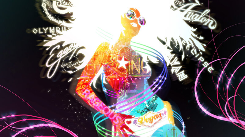 Vibrant neon collage art