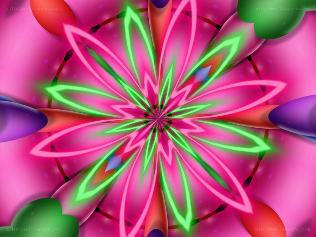 vibrant neon flower mandala