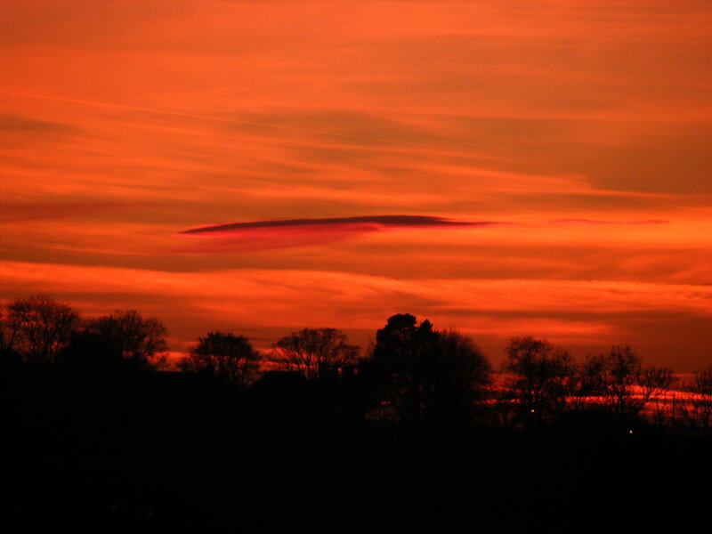vibrant orange sunset sky