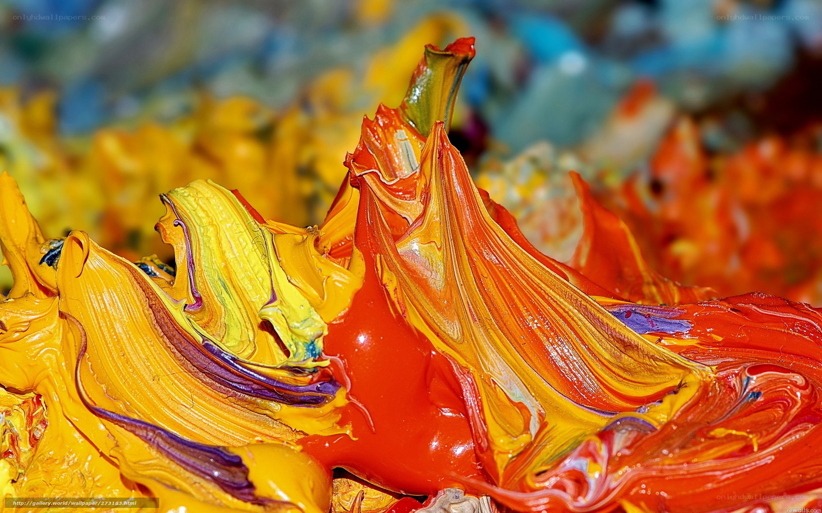 vibrant paint swirls on palette