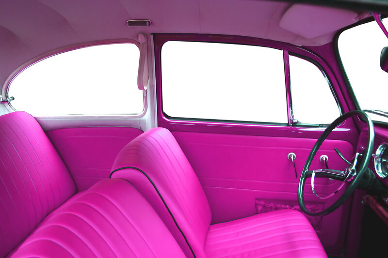 vibrant pink car interior