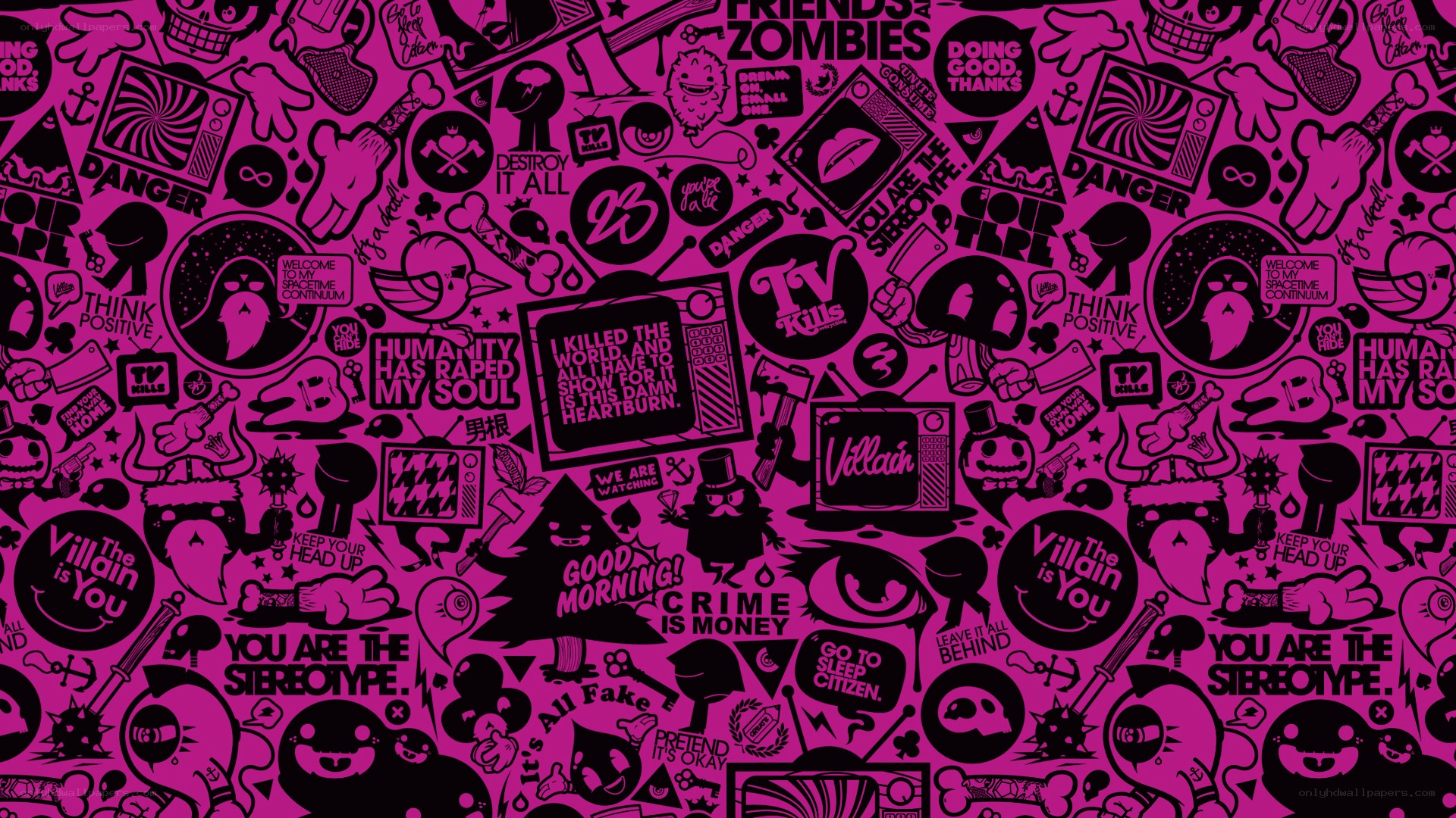vibrant pink collage art