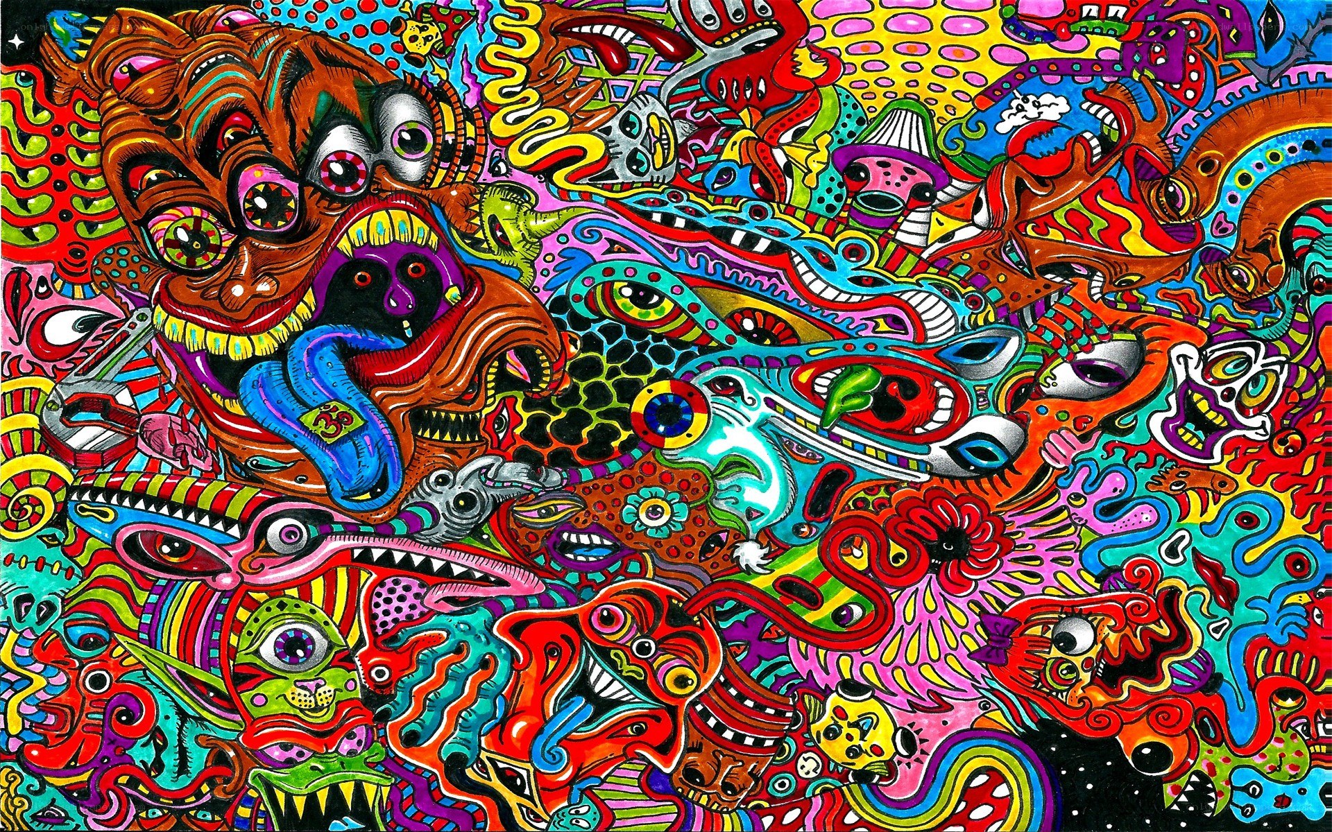 vibrant psychedelic art collage