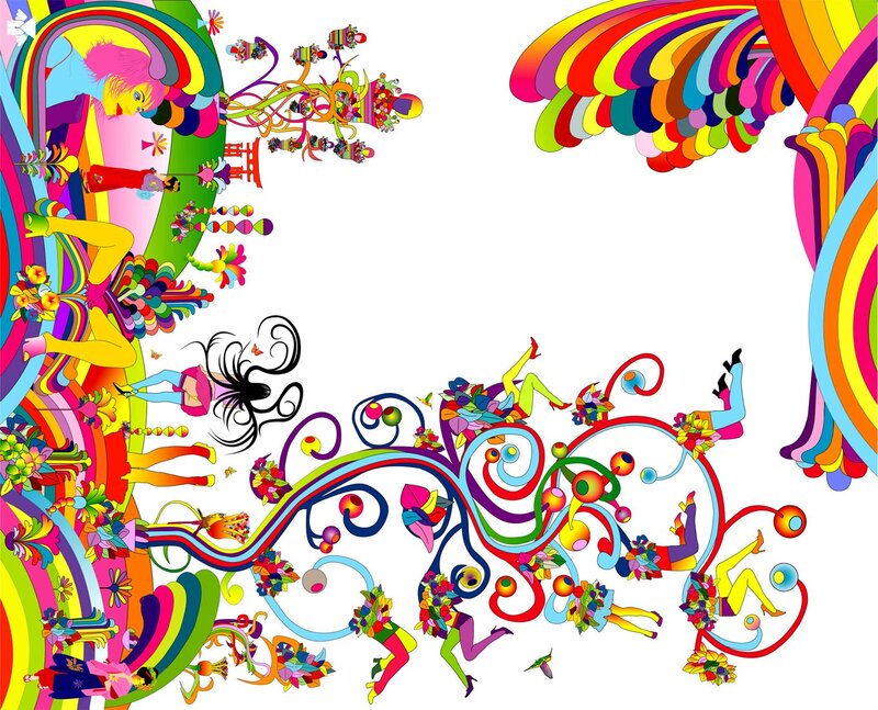 vibrant psychedelic art collage