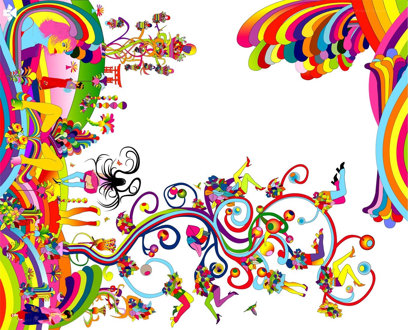 vibrant psychedelic art collage