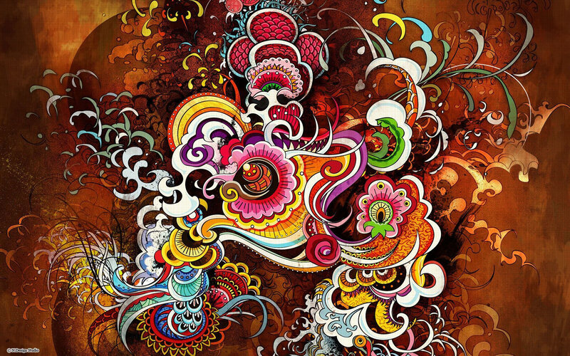 vibrant psychedelic floral art
